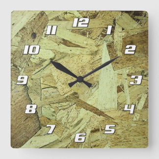 OSB Chip Board Plywood with Numbers Square Wall Clock
