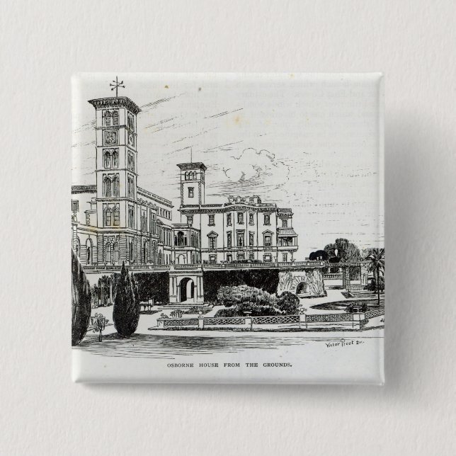 Osborne House from the Grounds 15 Cm Square Badge (Front)