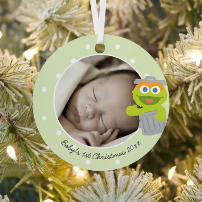 Oscar | Baby's First Christmas - Add Your Name Metal Tree Decoration (Insitu)