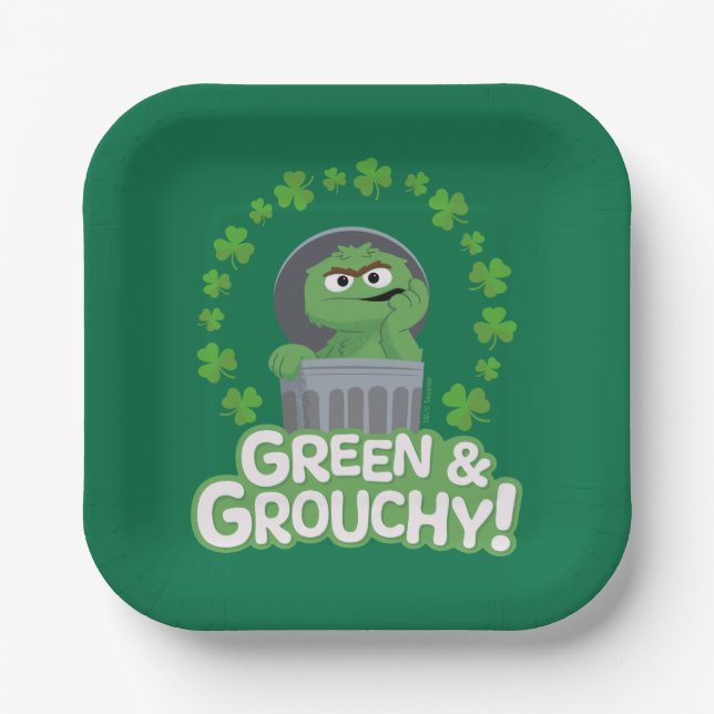 Oscar | Green & Grouchy! Paper Plate (Front)