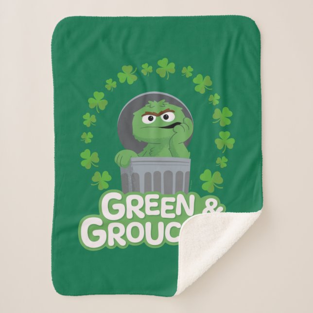 Oscar | Green & Grouchy! Sherpa Blanket (Front)