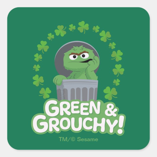 Oscar | Green & Grouchy! Square Sticker (Front)