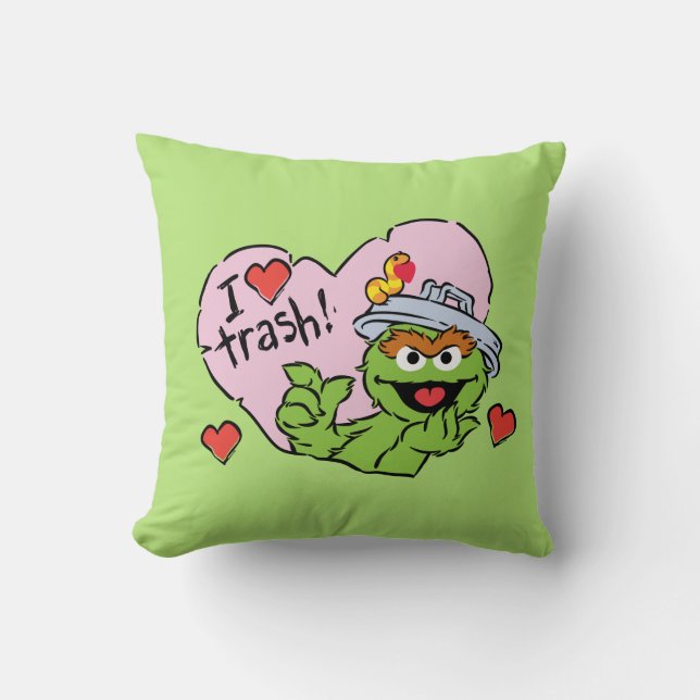 Oscar "I Love Trash" Valentine Cushion (Front)