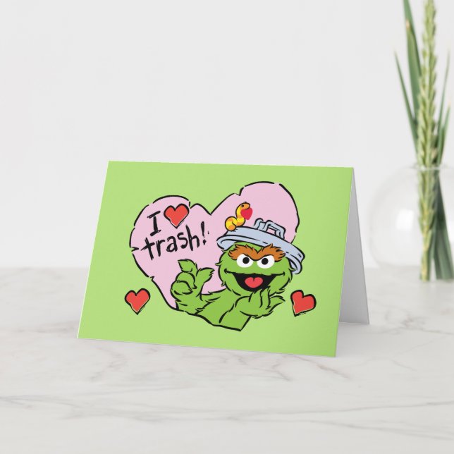 Oscar "I Love Trash" Valentine Holiday Card (Front)