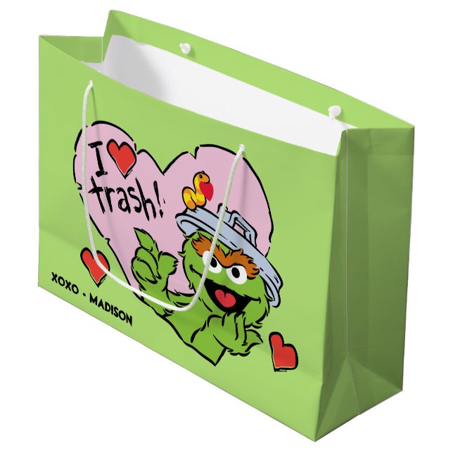 Oscar "I Love Trash" Valentine Large Gift Bag (Front Angled)