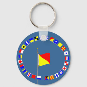 Oscar Man Overboard Nautical Signal Flag Key Ring