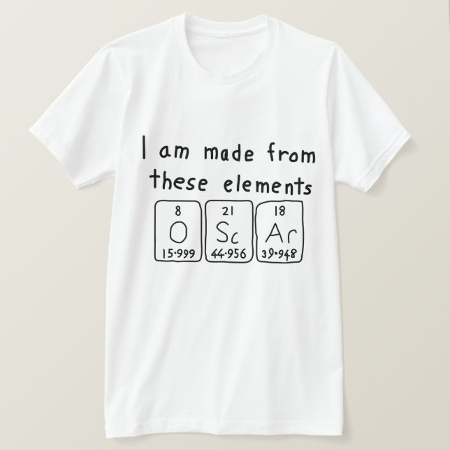 Oscar periodic table name shirt (Design Front)