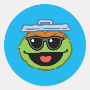 Oscar Smiling Face with Sunglasses Classic Round Sticker