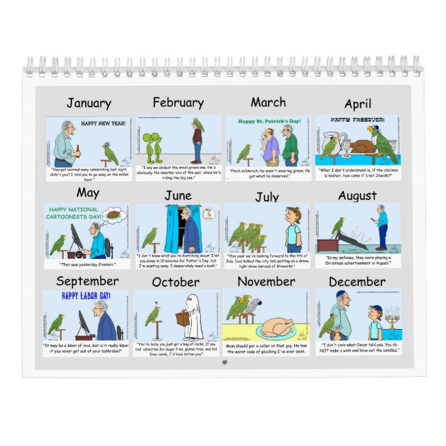 Oscar the Cartoon Parrot 2024 Calendar (Back)
