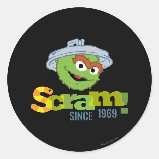 Oscar the Grouch 1969 Classic Round Sticker (Front)