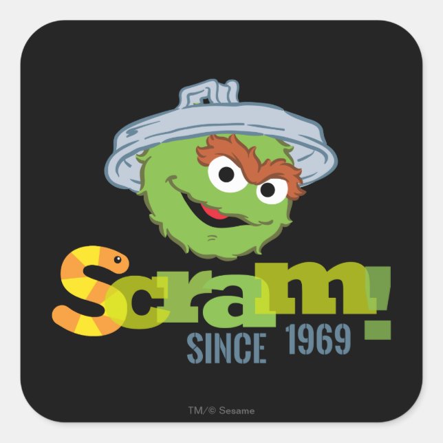 Oscar the Grouch 1969 Square Sticker (Front)