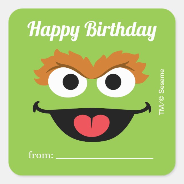 Oscar the Grouch | A Gift From - Birthday  Square Sticker (Front)