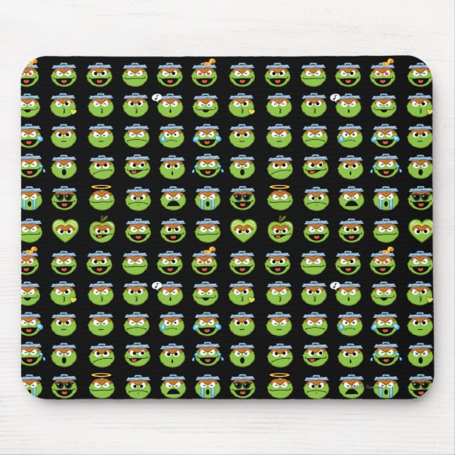 Oscar the Grouch Emoji Pattern Mouse Mat (Front)