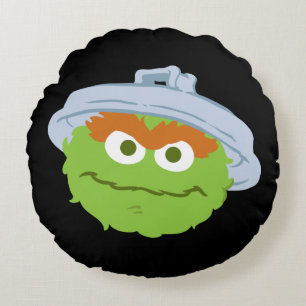Oscar the Grouch Face Round Cushion