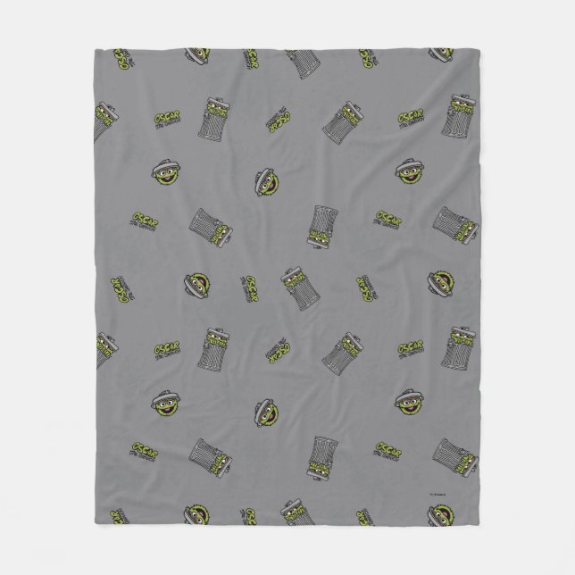 Oscar the Grouch | Grey Pattern Fleece Blanket (Front)