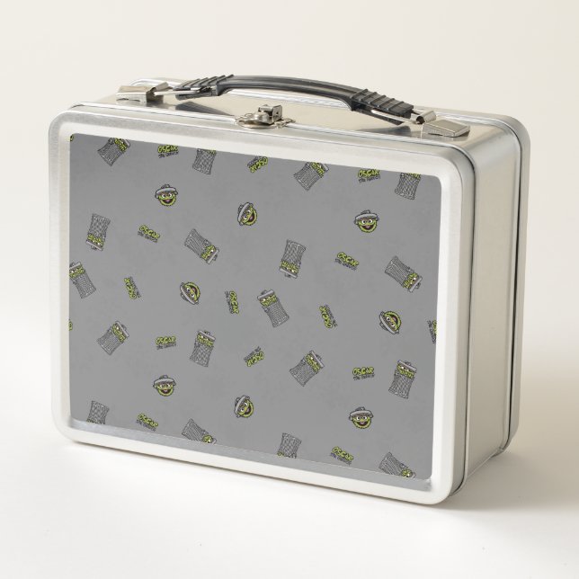 Oscar the Grouch | Grey Pattern Metal Lunch Box (Front)