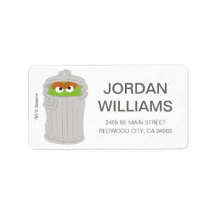 Oscar the Grouch & His Trash Can   Add Your Info Label