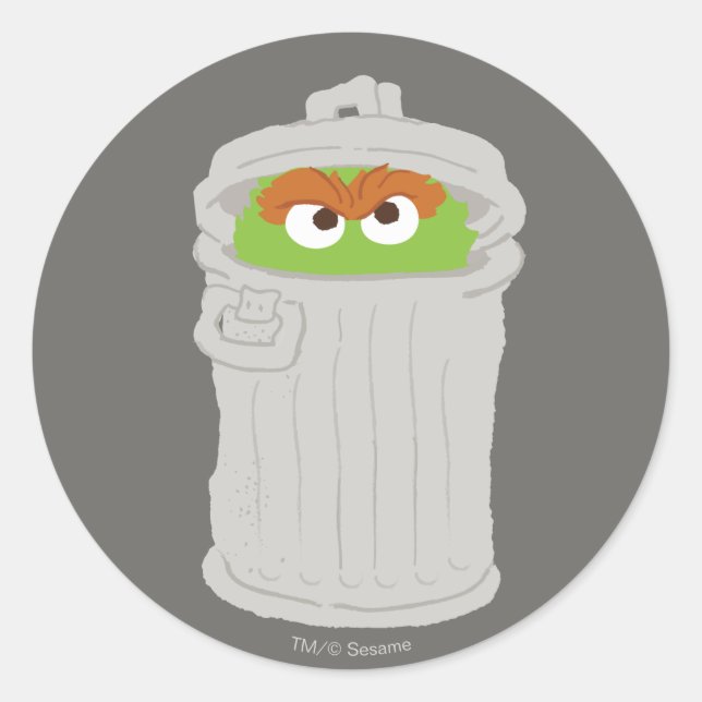 Oscar the Grouch & His Trash Can Classic Round Sticker (Front)