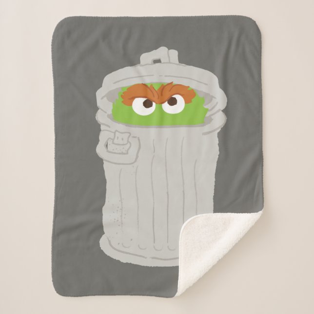 Oscar the Grouch & His Trash Can Sherpa Blanket (Front)