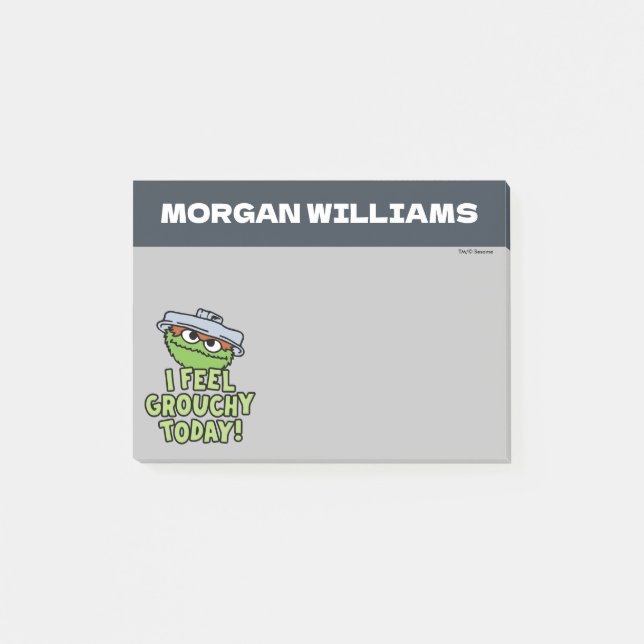 Oscar the Grouch | I Feel Grouchy | Add Name Post-it Notes (Front)