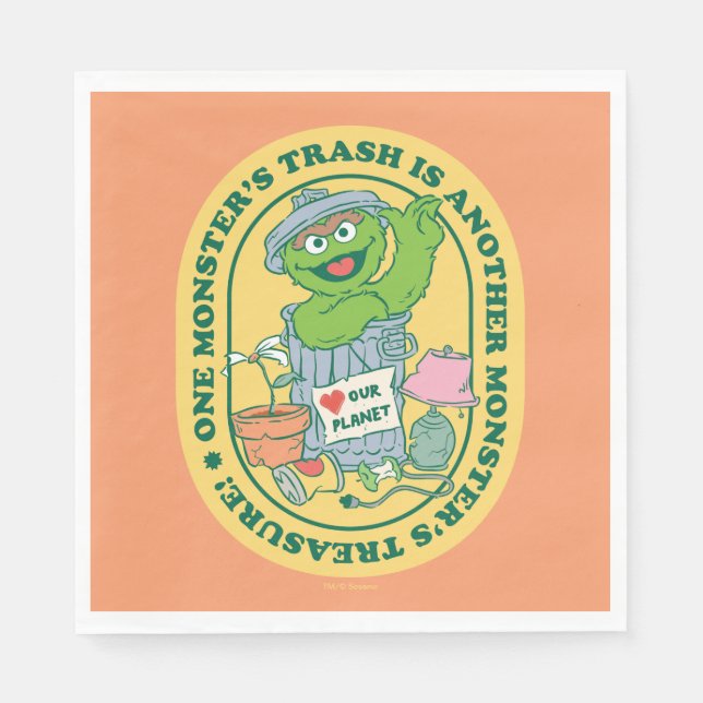 Oscar the Grouch | Monster Treasure Badge Napkin (Front)