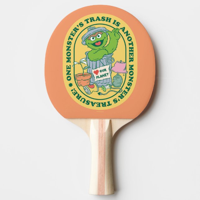 Oscar the Grouch | Monster Treasure Badge Ping Pong Paddle (Front)