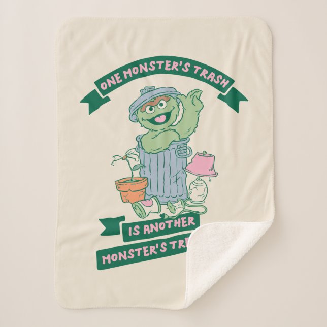 Oscar the Grouch | Monster Treasure Graphic Sherpa Blanket (Front)