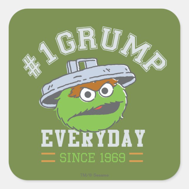 Oscar the Grouch Number 1 Square Sticker (Front)