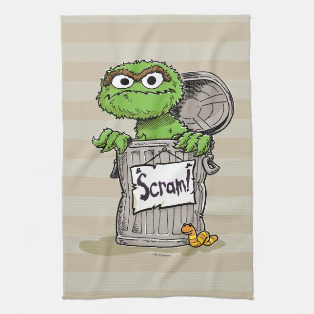 Oscar the Grouch Scram Tea Towel (Vertical)
