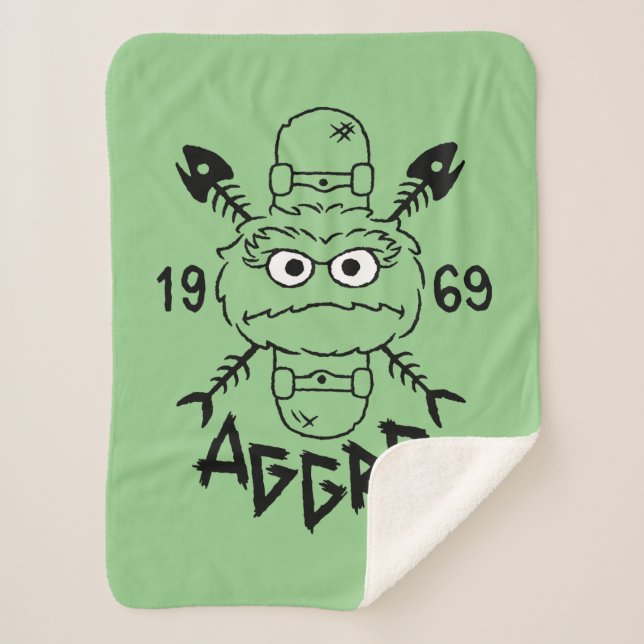 Oscar the Grouch Skate Logo - Aggro 1969 Sherpa Blanket (Front)