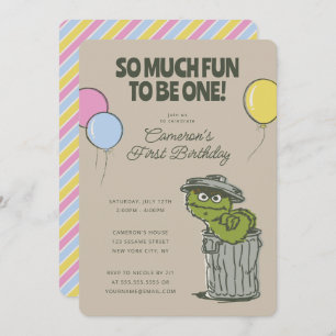 Oscar the Grouch So Much Fun to Be One Birthday Invitation