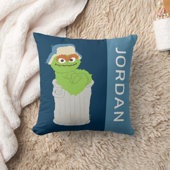 Oscar the Grouch Trash Can Lean | Add Your Name Cushion (Blanket)