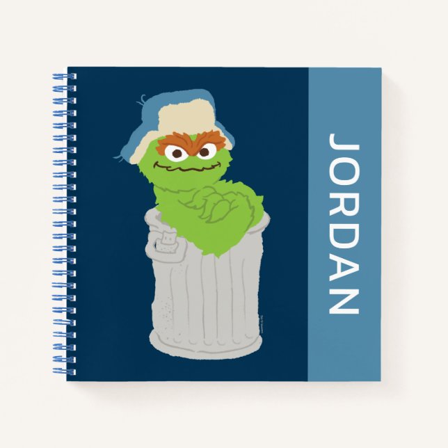 Oscar the Grouch Trash Can Lean | Add Your Name Notebook (Front)