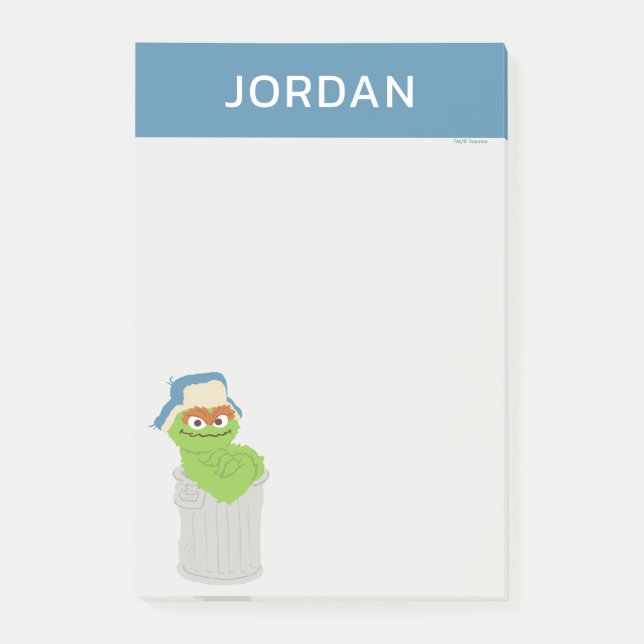 Oscar the Grouch Trash Can Lean | Add Your Name Post-it Notes (Front)