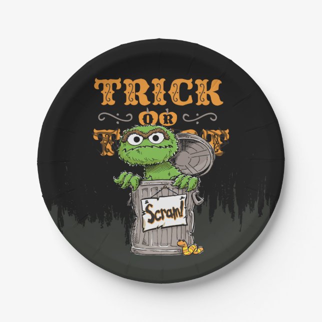 Oscar the Grouch - Trick or Scram! Paper Plate (Front)
