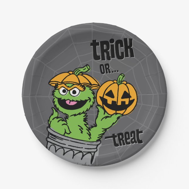 Oscar the Grouch - Trick Or Treat Paper Plate (Front)
