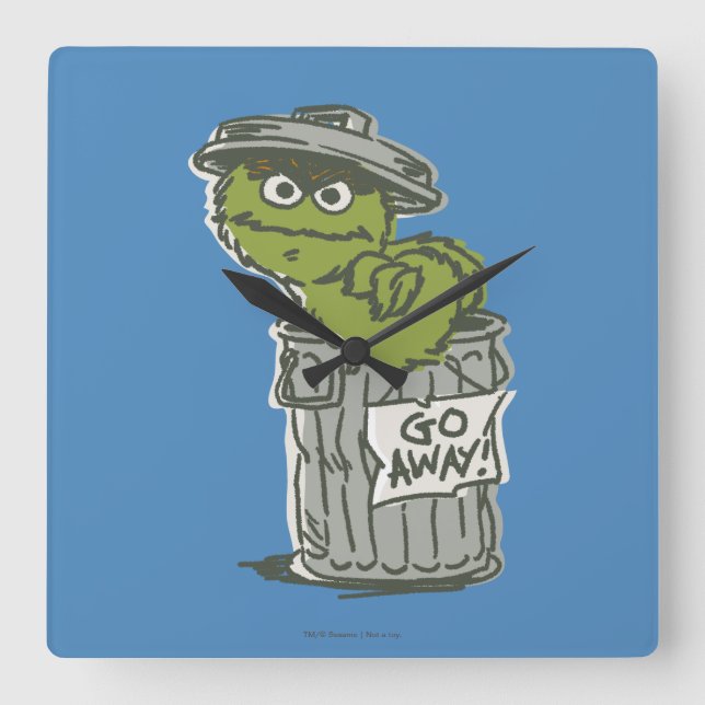 Oscar the Grouch Vintage 2 Square Wall Clock (Front)