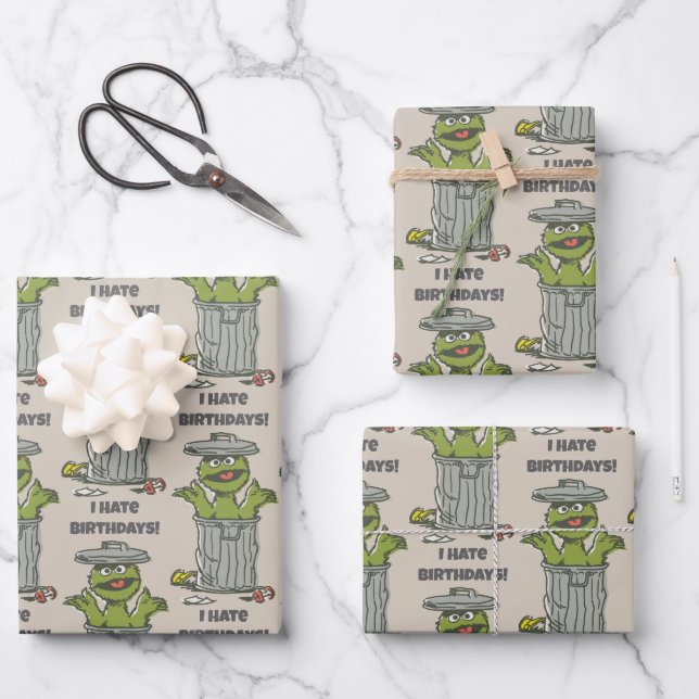 Oscar the Grouch Vintage Wrapping Paper Sheet (Front)