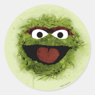 Oscar the Grouch Watercolor Trend Classic Round Sticker