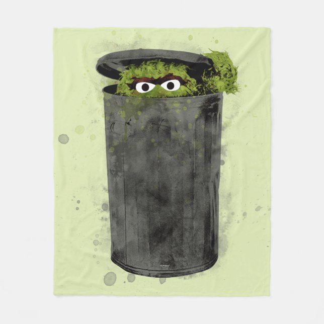 Oscar the Grouch | Watercolor Trend Fleece Blanket (Front)