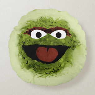 Oscar the Grouch Watercolor Trend Round Cushion
