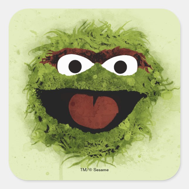 Oscar the Grouch | Watercolor Trend Square Sticker (Front)