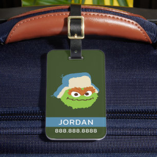 Oscar the Grouch Woodland Face   Add Your Info Luggage Tag