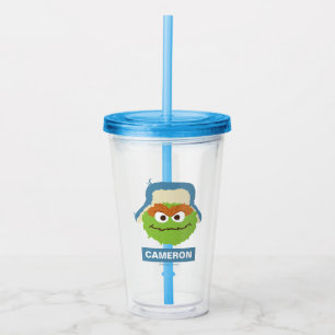 Oscar the Grouch Woodland Face   Add Your Name Acrylic Tumbler