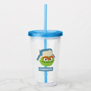 Oscar the Grouch Woodland Face   Add Your Name Acrylic Tumbler