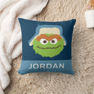 Oscar the Grouch Woodland Face   Add Your Name Cushion