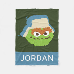 Oscar the Grouch Woodland Face   Add Your Name Fleece Blanket