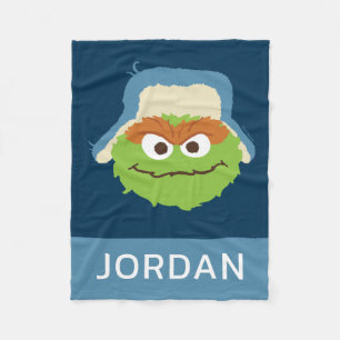 Oscar the Grouch Woodland Face   Add Your Name Fleece Blanket