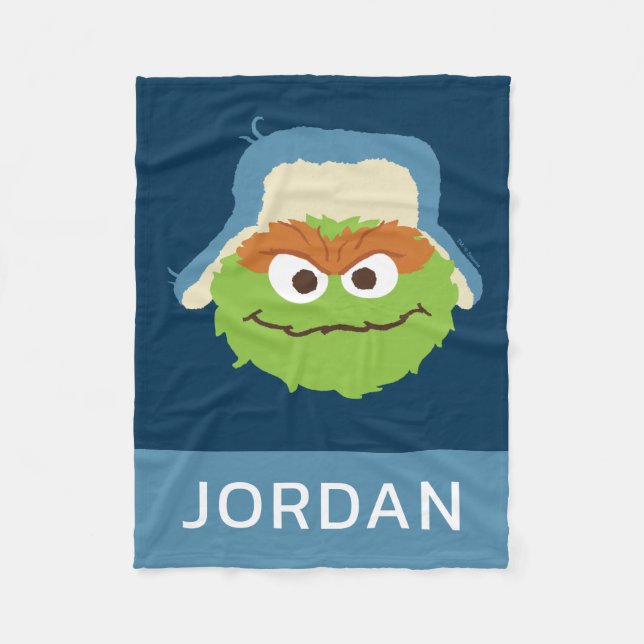 Oscar the Grouch Woodland Face | Add Your Name Fleece Blanket (Front)