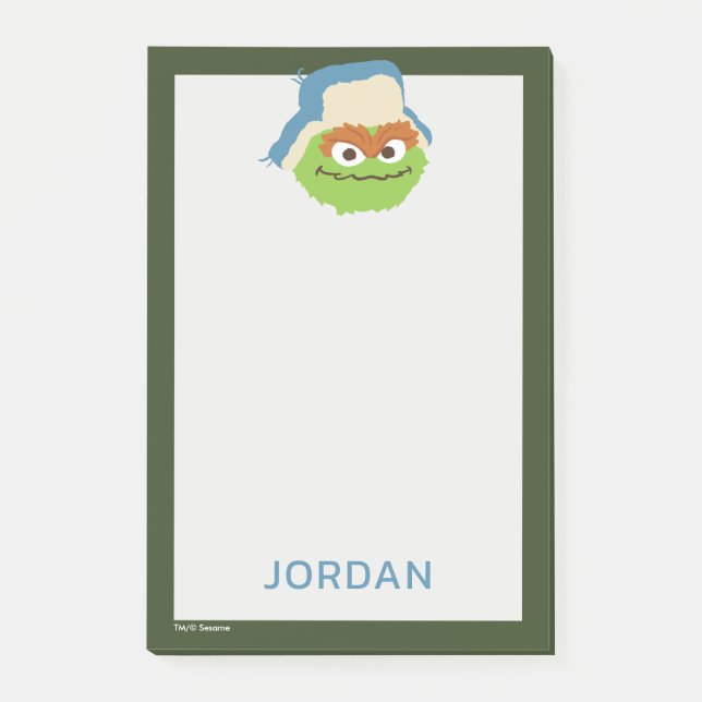 Oscar the Grouch Woodland Face | Add Your Name Post-it Notes (Front)